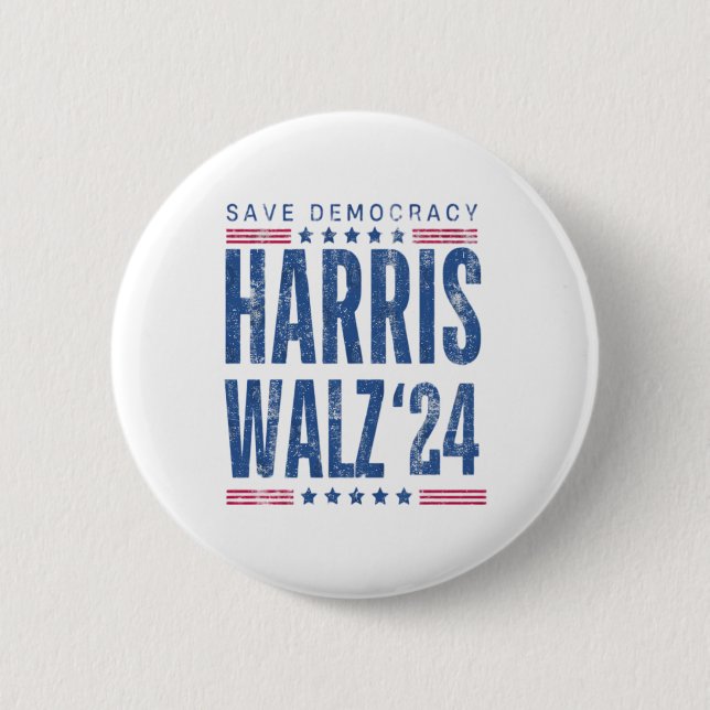 Harris Walz 2024 Spara Democracy Knapp (Framsida)