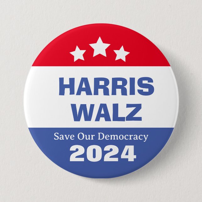 Harris Walz 2024 Spara Vår demokrati Knapp (Framsida)
