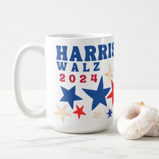 Harris Walz 2024 Stars Democrat Party Val Kaffemugg (Med munk)