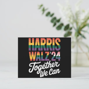 Harris Walz 2024 Tillsammans Kan Vi Val LGBTQIA Vykort