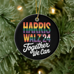 Harris Walz 2024 Tillsammans kan vi Valet LGBTQIA Julgransprydnad Keramik