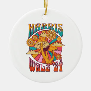Harris Walz 2024 Trendig Boho Hippie Svamp Julgransprydnad Keramik