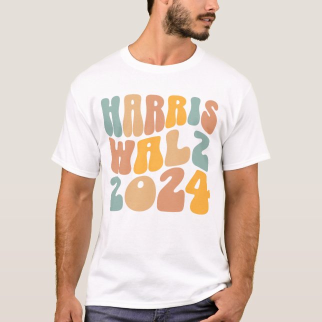 Harris Walz 2024-Trendiget Vågigt Boho T Shirt (Framsida)