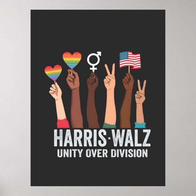 Harris Walz 2024 Unity over Division HBT-val Poster (Framsidan)