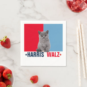 Harris Walz 2024, uppenbarligen Red Blue Pappersservett