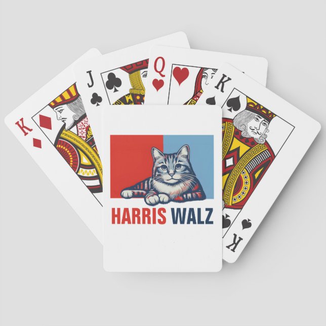 Harris Walz 2024: Uppenbarligen rödblå katt Casinokort (Baksidan)