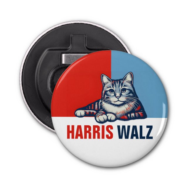 Harris Walz 2024: Uppenbarligen rödblå katt Flasköppnare (Framsidan)