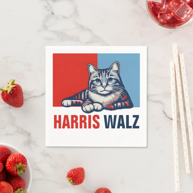Harris Walz 2024: Uppenbarligen rödblå katt Pappersservett (Insitu)