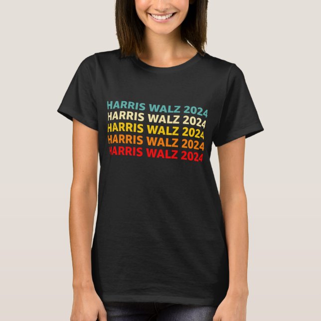 Harris Walz 2024 US American Flagga T Shirt (Framsida)