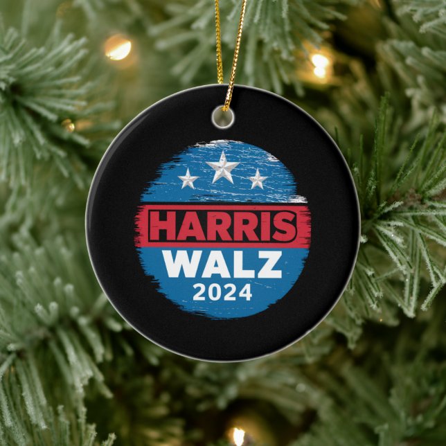 Harris Walz 2024 Valection Kamala Harris Tim Waltz Julgransprydnad Keramik (Träd)