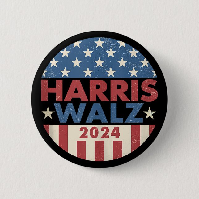 Harris Walz 2024 Valection Kamala Harris Tim Waltz Knapp (Framsida)