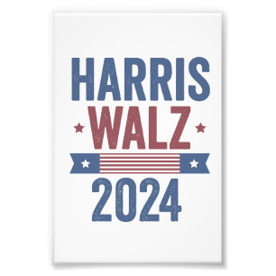 Harris Walz 2024 Valection Kamala Tim Waltz Americ Fototryck