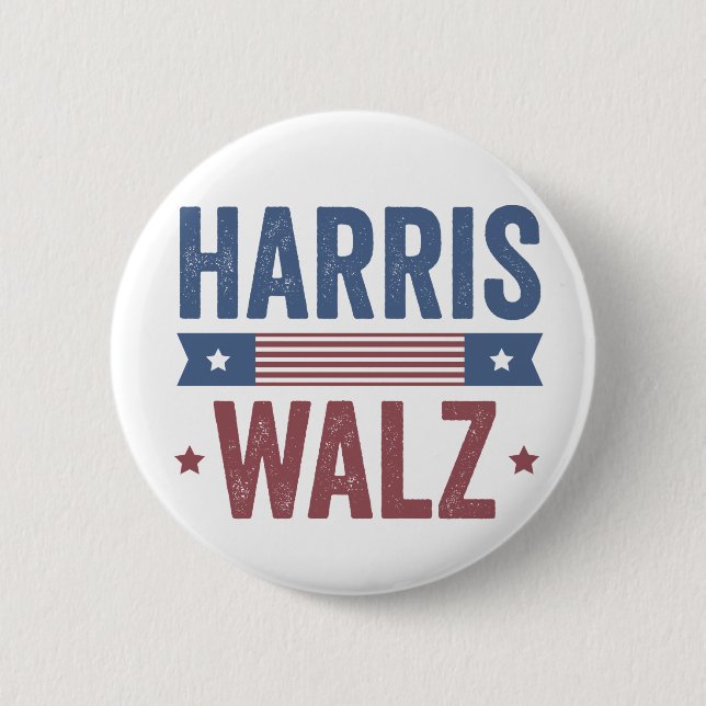 Harris Walz 2024 Valection Kamala Tim Waltz Americ Knapp (Framsida)