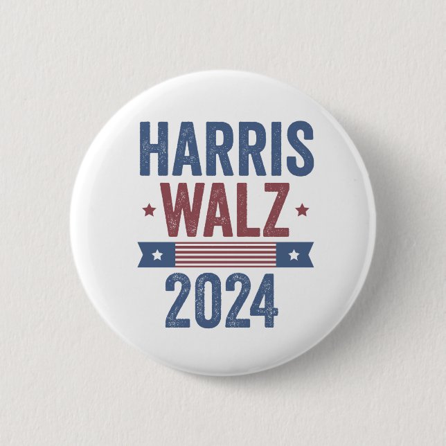 Harris Walz 2024 Valection Kamala Tim Waltz Americ Knapp (Framsida)