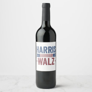 Harris Walz 2024 Valection Kamala Tim Waltz Americ Vinflaska Etikett