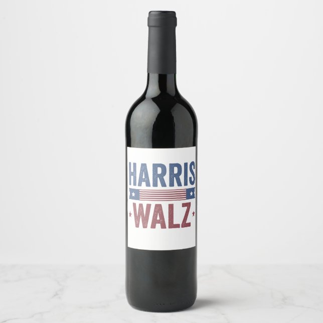 Harris Walz 2024 Valection Kamala Tim Waltz Americ Vinflaska Etikett (Framsida)