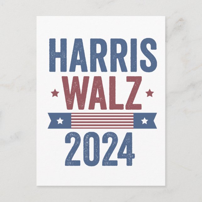 Harris Walz 2024 Valection Kamala Tim Waltz Americ Vykort (Framsida)