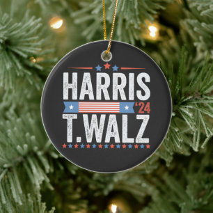 Harris Walz 2024 Valection Kamala Tim Waltz Julgransprydnad Keramik