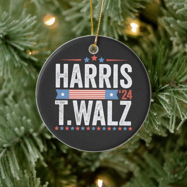 Harris Walz 2024 Valection Kamala Tim Waltz Julgransprydnad Keramik (Träd)