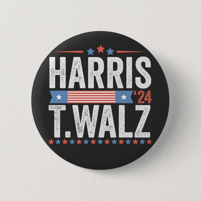 Harris Walz 2024 Valection Kamala Tim Waltz Knapp (Framsida)