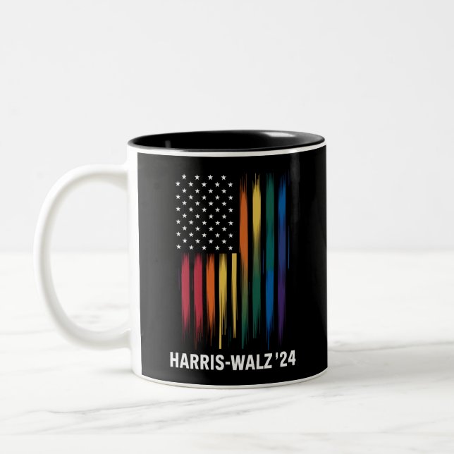 Harris Walz 2024 Valection Kamala Tim Waltz LGBT Två-Tonad Mugg (Vänster)