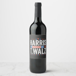 Harris Walz 2024 Valection Kamala Tim Waltz Vinflaska Etikett