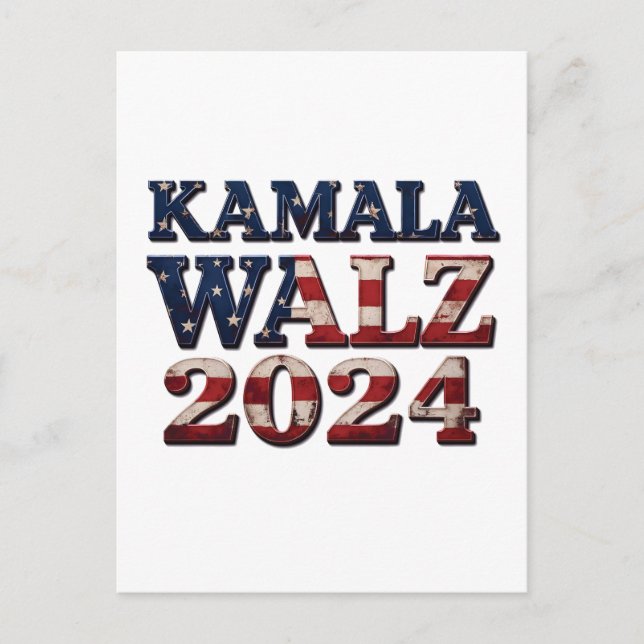 Harris Walz 2024 Valection Kamala Tim Waltz Vykort (Framsida)