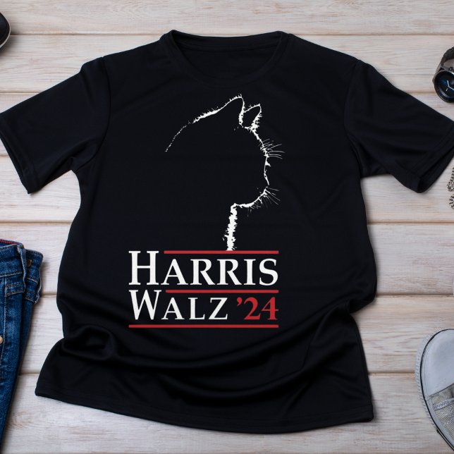 Harris Walz "24 Cat Silhouette Kampanj T Shirt (Skapare uppladdad)