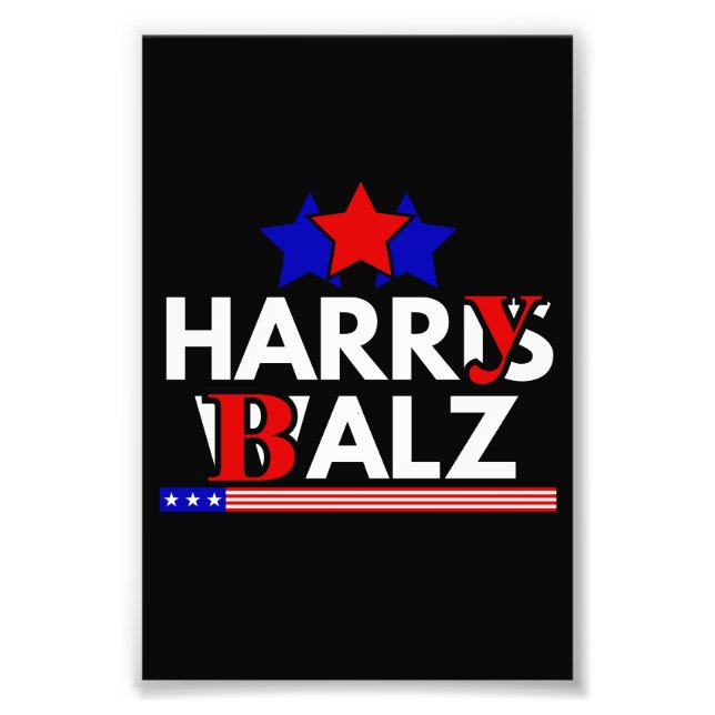 Harris Walz 24 Harry Balz 2024 Meme Democratics Fototryck (Framsidan)