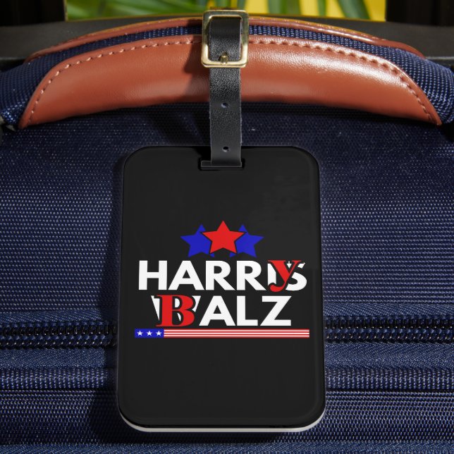 Harris Walz 24 Harry Balz 2024 Meme Demokrater Bagagebricka (Framsida Insitu 2)