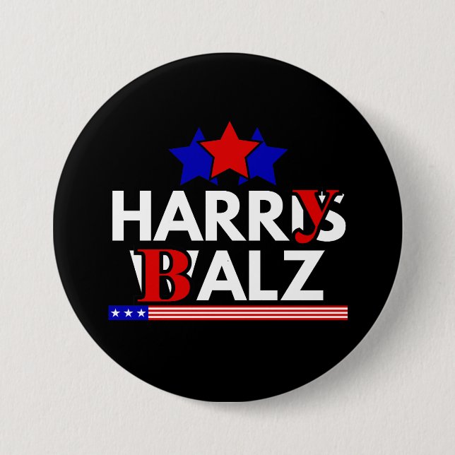 Harris Walz 24 Harry Balz 2024 Meme Demokrater Knapp (Framsida)