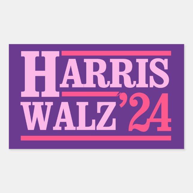 Harris Walz '24 Rosa Rektangulärt Klistermärke (Framsida)