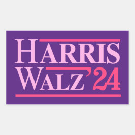 Harris Walz '24 Rosa Rektangulärt Klistermärke