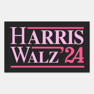 Harris Walz '24 Rosa Rektangulärt Klistermärke