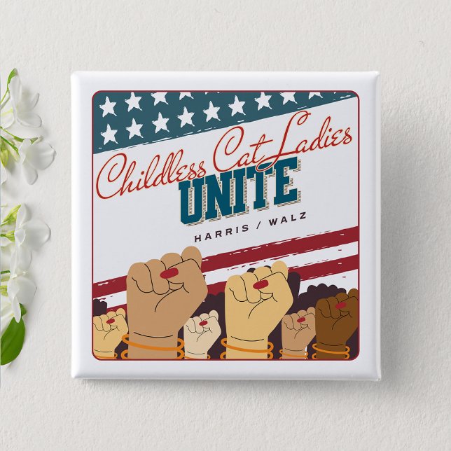 Harris Walz Chilless Cat Dam Unite Fists Knapp (Skapare uppladdad)