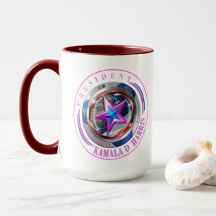 Harris-Walz Dual Rosa Frimärke Medallion Mugg