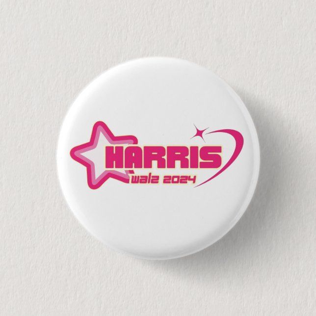 Harris Walz Girly Rosa Stars and Hearts President Knapp (Framsida)