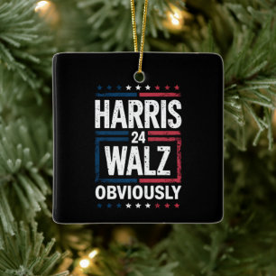 Harris Walz Givetvis Harris Waltz 2024 Val Julgransprydnad Keramik