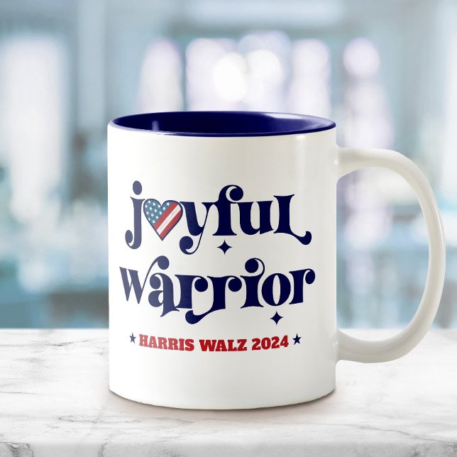Harris Walz Glatta Warrior USA flagga Heart White Två-Tonad Mugg (Skapare uppladdad)