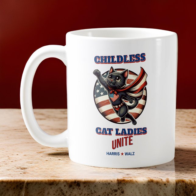 Harris Walz Hero Cat Chilless Cat Dam Unite Kaffemugg (Harris Walz Hero Cat Childless Cat Ladies Unite Coffee Mug)