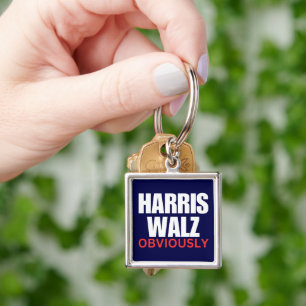Harris Walz OBVIOUSLY Harris Walz 2024 Fyrkantig Silverfärgad Nyckelring