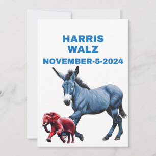 Harris/Walz, omröstning blått, åsna, elefant, val Inbjudningar