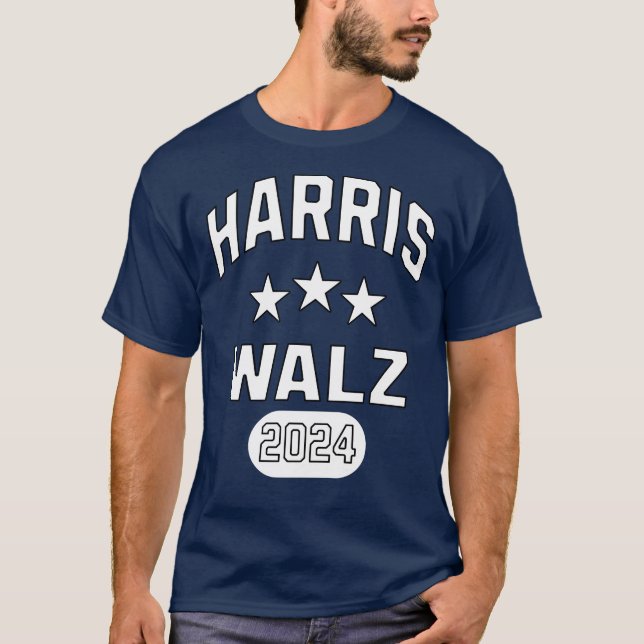 Harris Walz Patriotic College Stil Preppy T Shirt (Framsida)