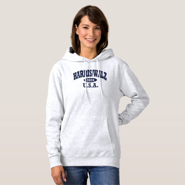 Harris Walz PE Hoodie T Shirt (Hel framsida)