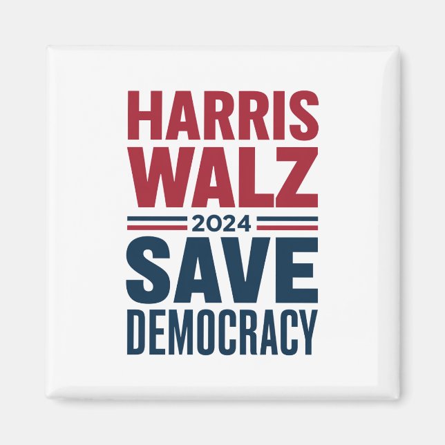 Harris Walz Rädda Demokratin Magnet (Framsidan)