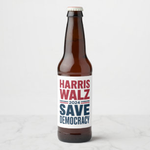 Harris Walz Rädda Demokratin Ölflaska Etikett
