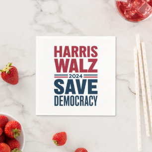 Harris Walz Rädda Demokratin Pappersservett