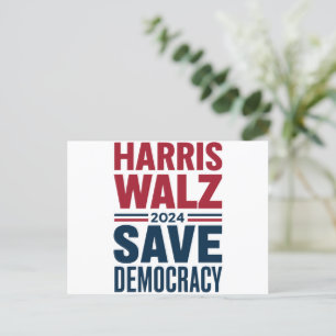 Harris Walz Rädda Demokratin Vykort