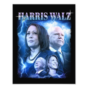 Harris Walz Retro 90s Stil Fototryck
