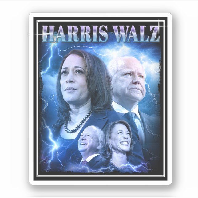Harris Walz Retro 90s Stil Klistermärken (Framsida)